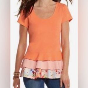 Matilda Jane Women Happy & Free Dream Puff Peplum Tunic Top Short Sleeve Sz XS